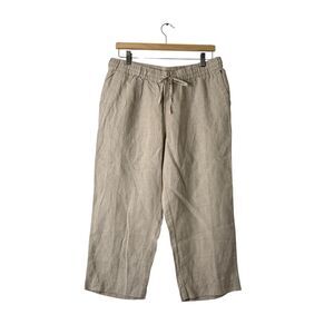NWT 69$ Charter Club 100% Linen Pants Size PL Cropped Pull On Wide Leg Coastal